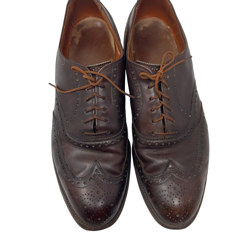 Allen Edmonds brown leather oxford brogue wingtip sz 10